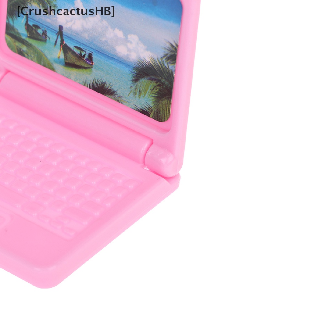 [CrushcactusHB] 2Pcs/Set Simulation Mini Laptop Computer 1:12 Dollhouse Miniature Fashion Crafts Hot Sell