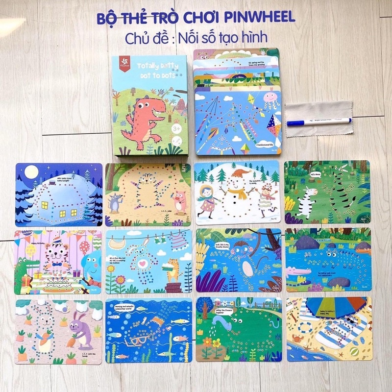 Bộ thẻ học nối số, tìm điểm khác biệt Pinwheel đồ chơi trí tuệ cho bé