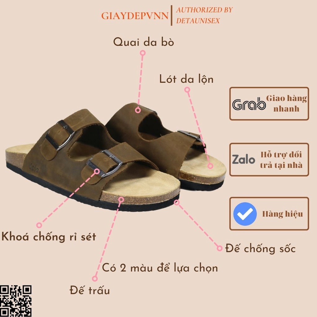 Dép Da Quai Ngang Đế Trấu Thương Hiệu Cao Cấp - DEBO21