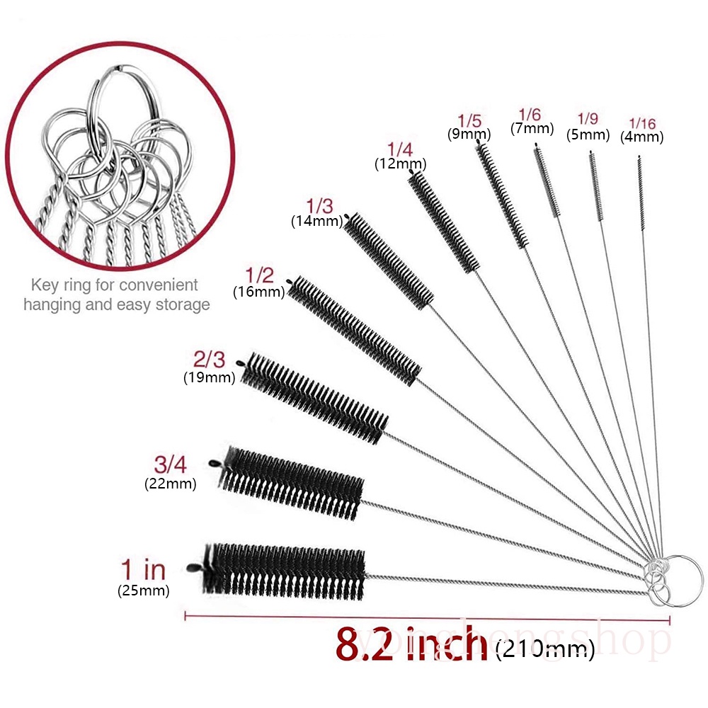 Set 10 Cọ Vệ Sinh Ống Hút / Bình Nước / Bàn Phím Máy Tính