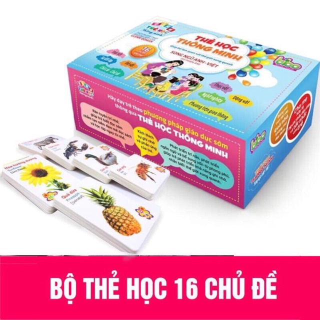 Bộ Thẻ Học Thông Minh Song Ngữ 16 Chủ Đề Cho Bé Yêu