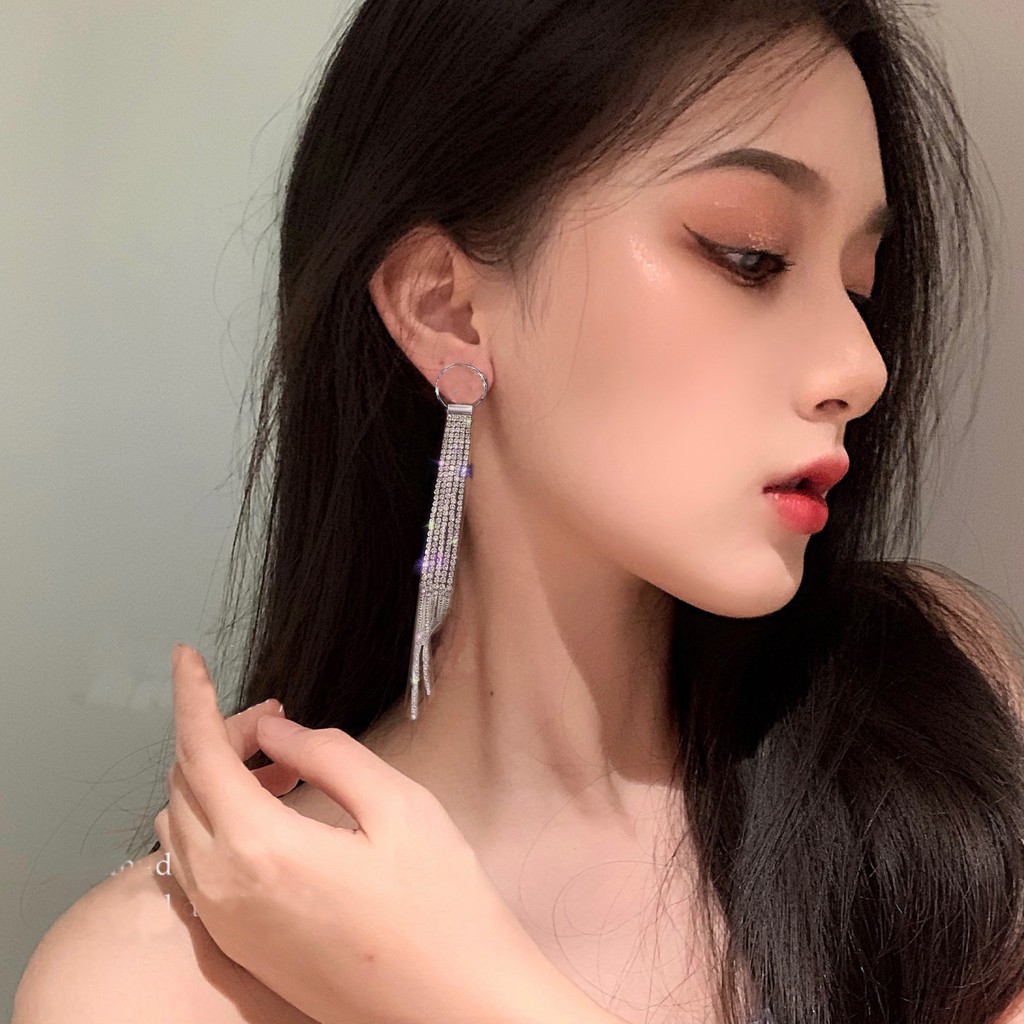 SIÊU ĐẸP Khuyên tai tiệc Q tua rua dài sang chảnh KT260