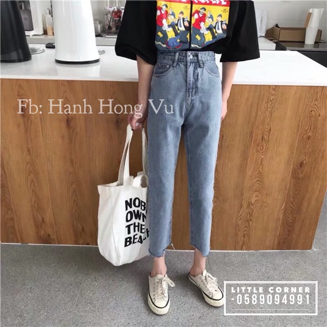 Quần slim baggy jeans gấu kiểu ulzzang kèm ảnh thật