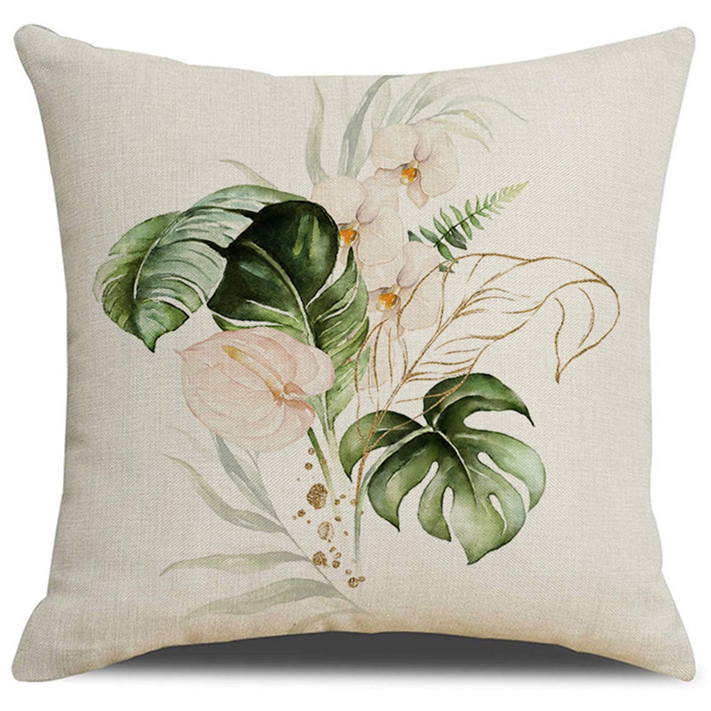 Vỏ Gối Cotton Lanh Họa Tiết Cây Xanh 40×40 45×45 50×50 60×60