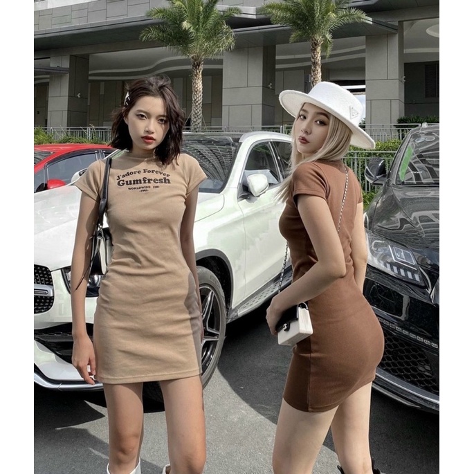 ĐẦM BODY THÊU CHỮ GUM 2M