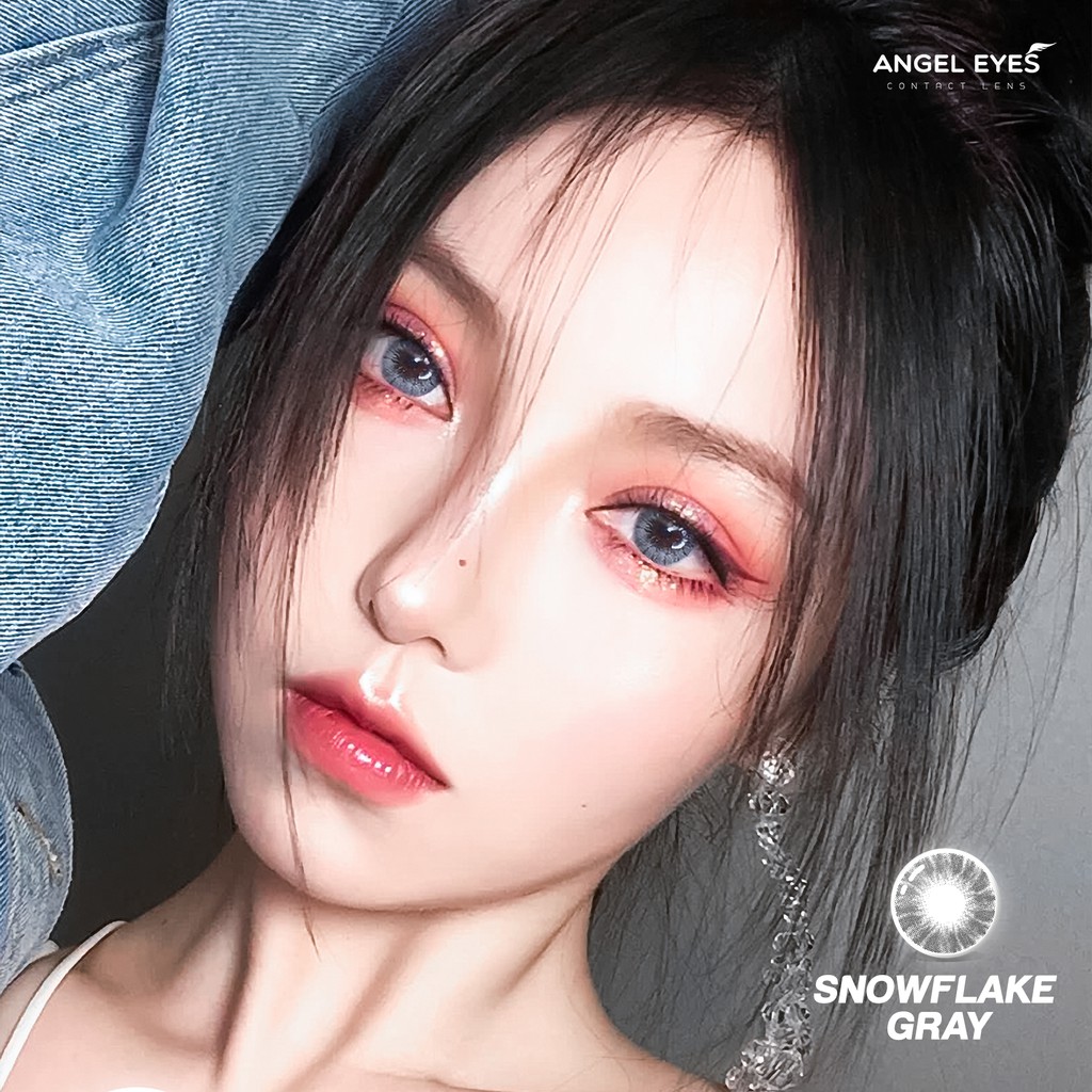 Lens xám tây Snowflake Gray thương hiệu Angel Eyes | Dòng kính áp tròng có độ từ 0-6 và đường kính 14.2mm