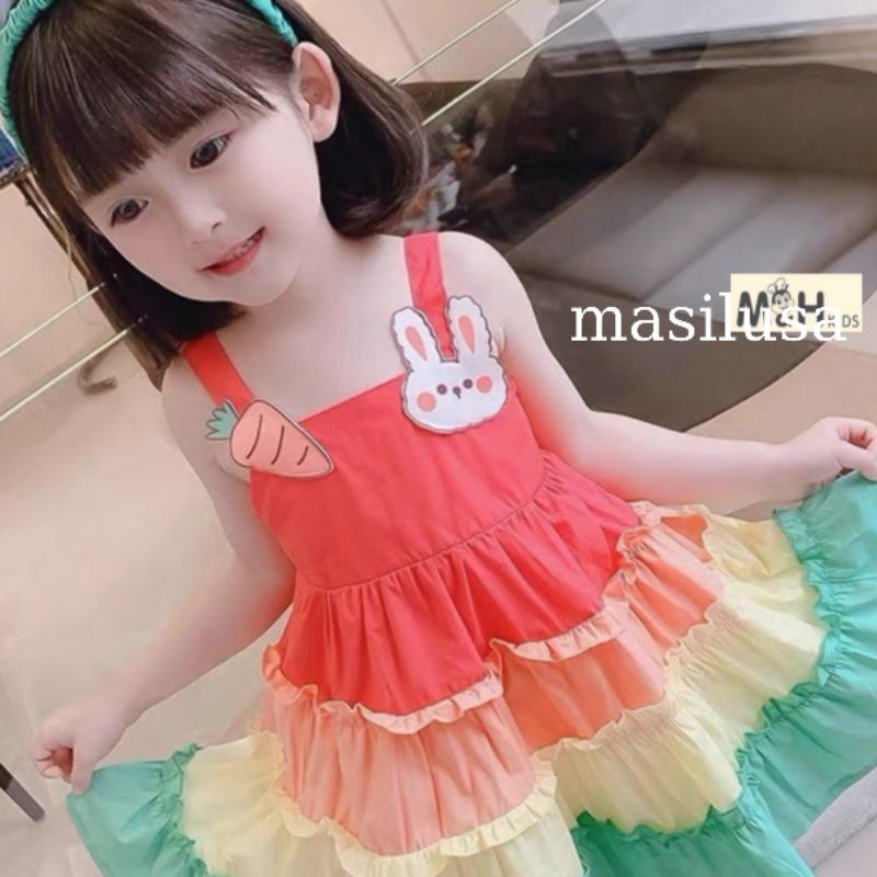 Đầm xòe tầng hai dây  nhiều màu cho bé gái mủa hè mùa xuân đẹp đáng yêu