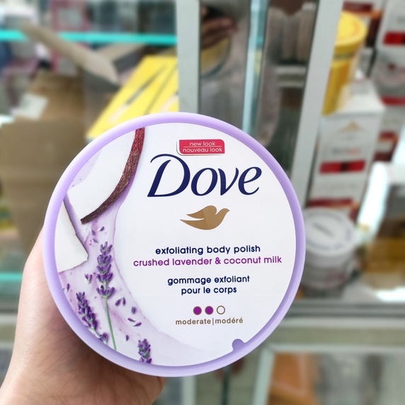 Kem tẩy tế bào chết toàn thân Dove hương hoa oải Làm trắng Trẻ hóa da 298g