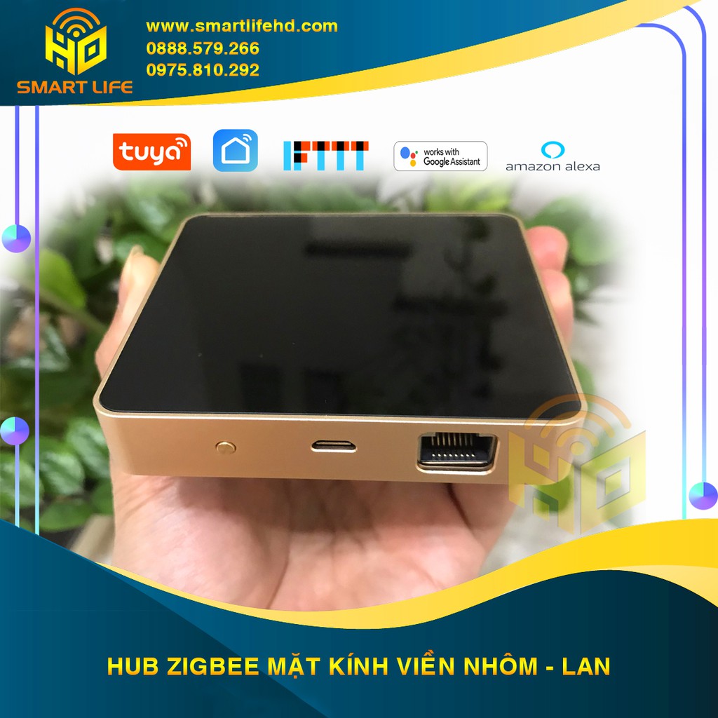 Bộ điều khiển trung tâm 3.0 Zigbee nhà thông minh hệ Tuya/SmartLife 2 mặt kính viền nhôm cao cấp | BH 12 THÁNG | LAN