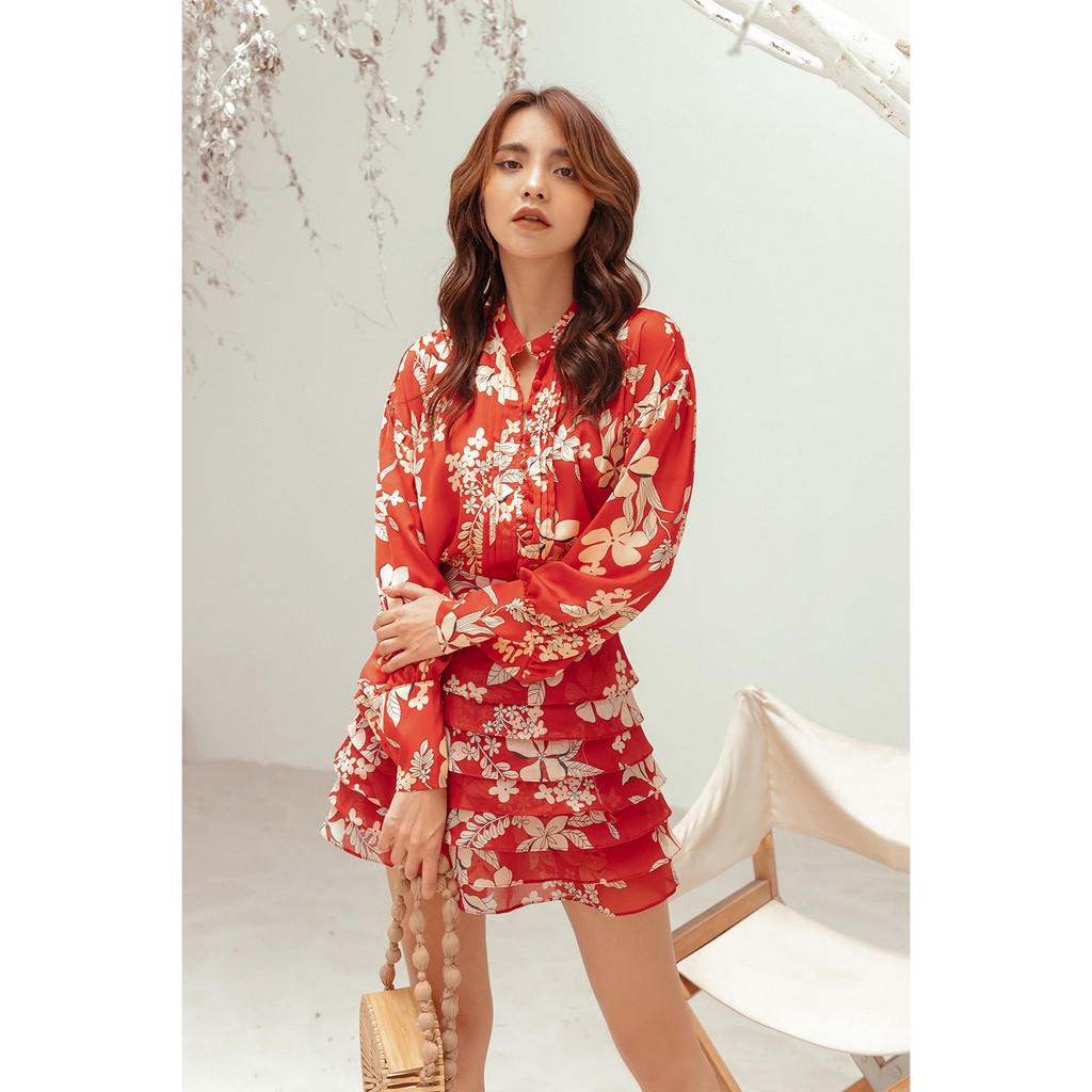 [Mã WABRLOW5 giảm 15% đơn 300K] Chân váy lụa ngắn họa tiết JAC0010 92WEAR | BigBuy360 - bigbuy360.vn