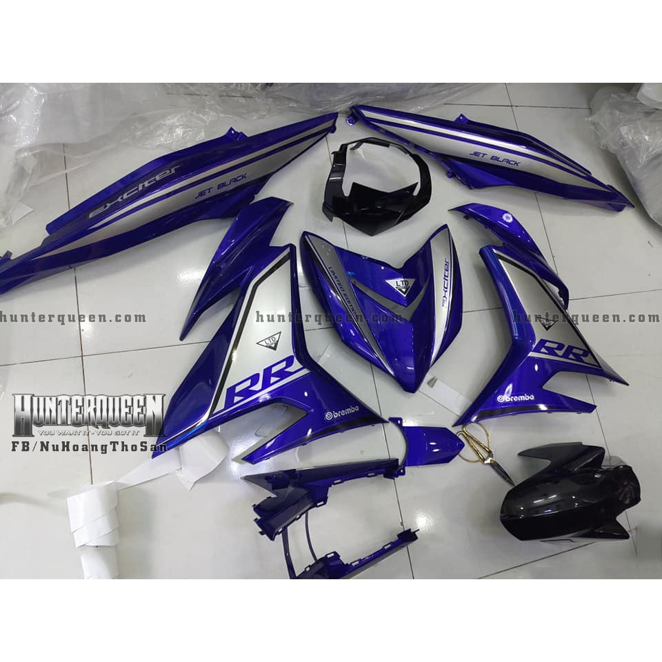 Tem rời Exciter 150. Chất liệu candy, xe xanh GP tem bạc. Thay đổi màu sắc và chi tiết theo yêu cầu. Sắc nét, bền màu