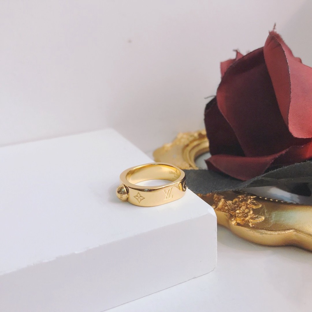 Nhẫn Louis Vuitton Phong Cách Hàn Quốc Đơn Giản Mạ Vàng / Bạc 925 Dành Cho Nữ