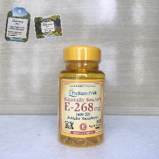 Natural Vitamin E 400IU Puritan’s Pride – Vitamin E Tự Nhiên – Dưỡng Ẩm Cho Da, Chống Lão Hóa Da