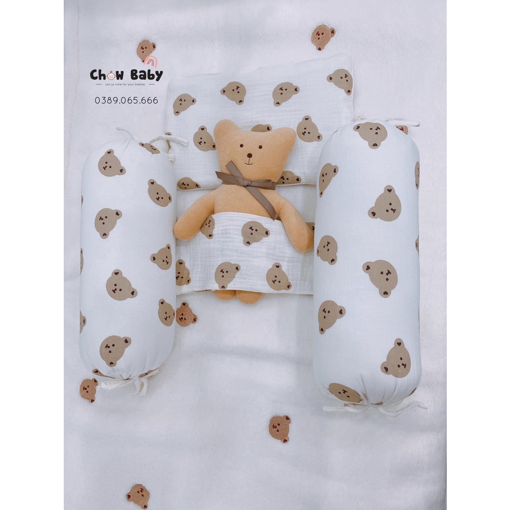 SET CHẶN BÔNG KÈM GỐI MUSLIN MOCHEE cao cấp