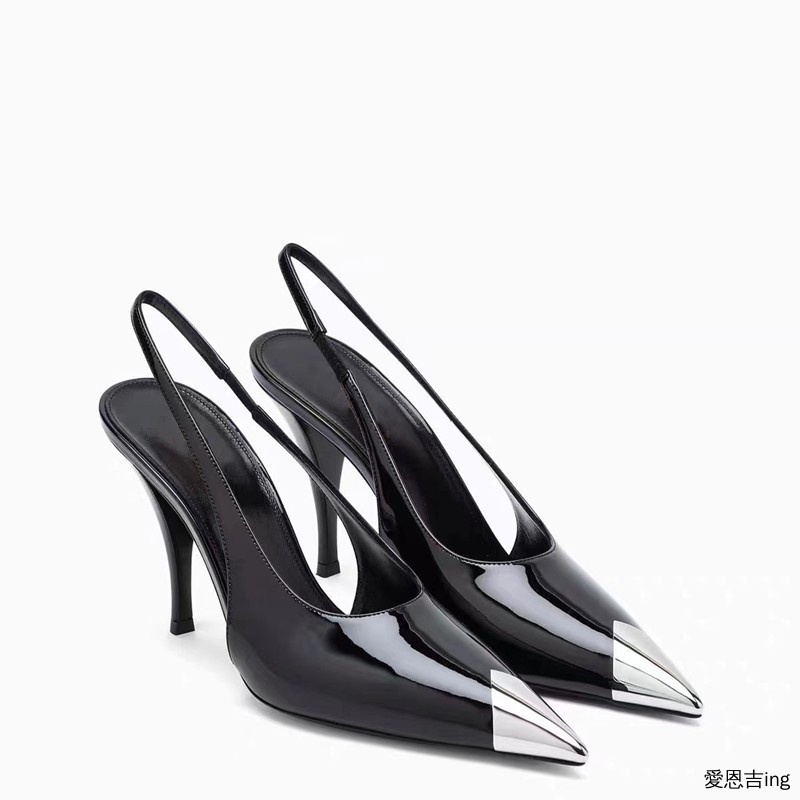 Giày Cao Gót Mũi Nhọn Màu Đen Phong Cách Quyến Rũ 2022