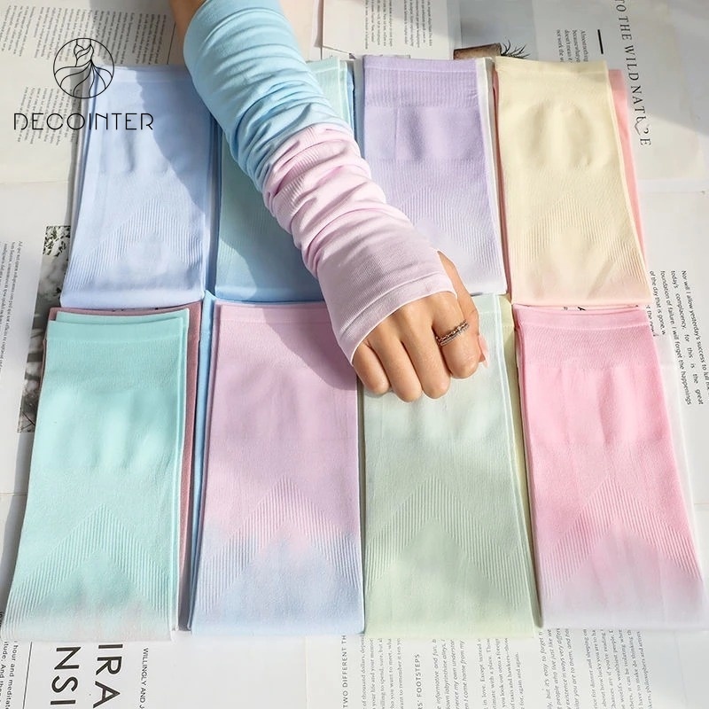 Vớ Ống Tay Làm Mát Bằng Vải Lụa Lạnh Màu Gradient Đơn Giản Bảo Vệ Cánh Tay Chống Tia UV Dành Cho Chơi Thể Thao Ngoài Trời Mùa Hè