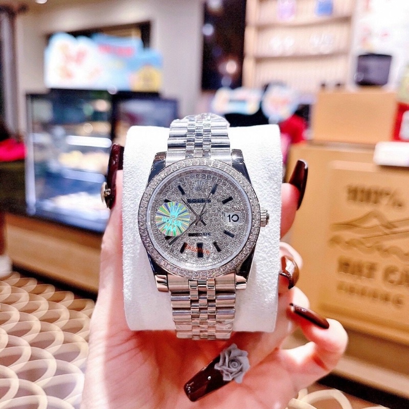 Siêu phẩm đồng hồ thời trang cặp nam nữ rolex full đá cực đẹp LUTOS WATCH