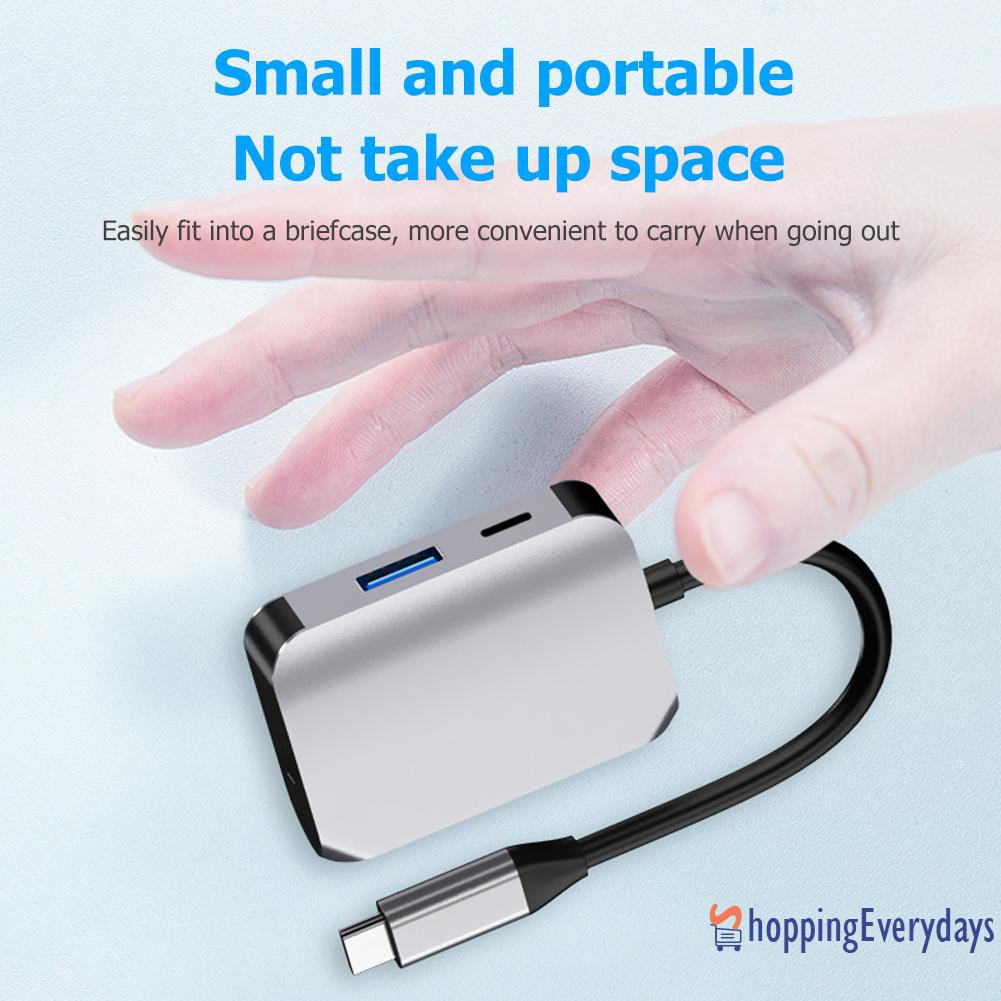 Bộ Chuyển Đổi 3 Trong 1 Usb C Sang Usb 3.0 60w Pd 4k Hdmi Cho Pc Phone