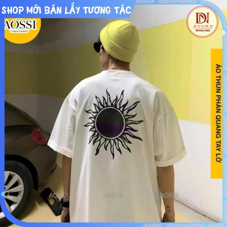 Áo thun phản quang tay lỡ SUN and MOON - form Unisex chất Cotton mát mịn hot trend 0nlshop