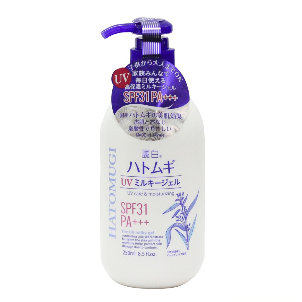 Sữa Dưỡng Thể Chống Nắng Reihaku Hatomugi SPF31 PA+++ UV Care &amp; Moisturizing Milky Gel 250ml