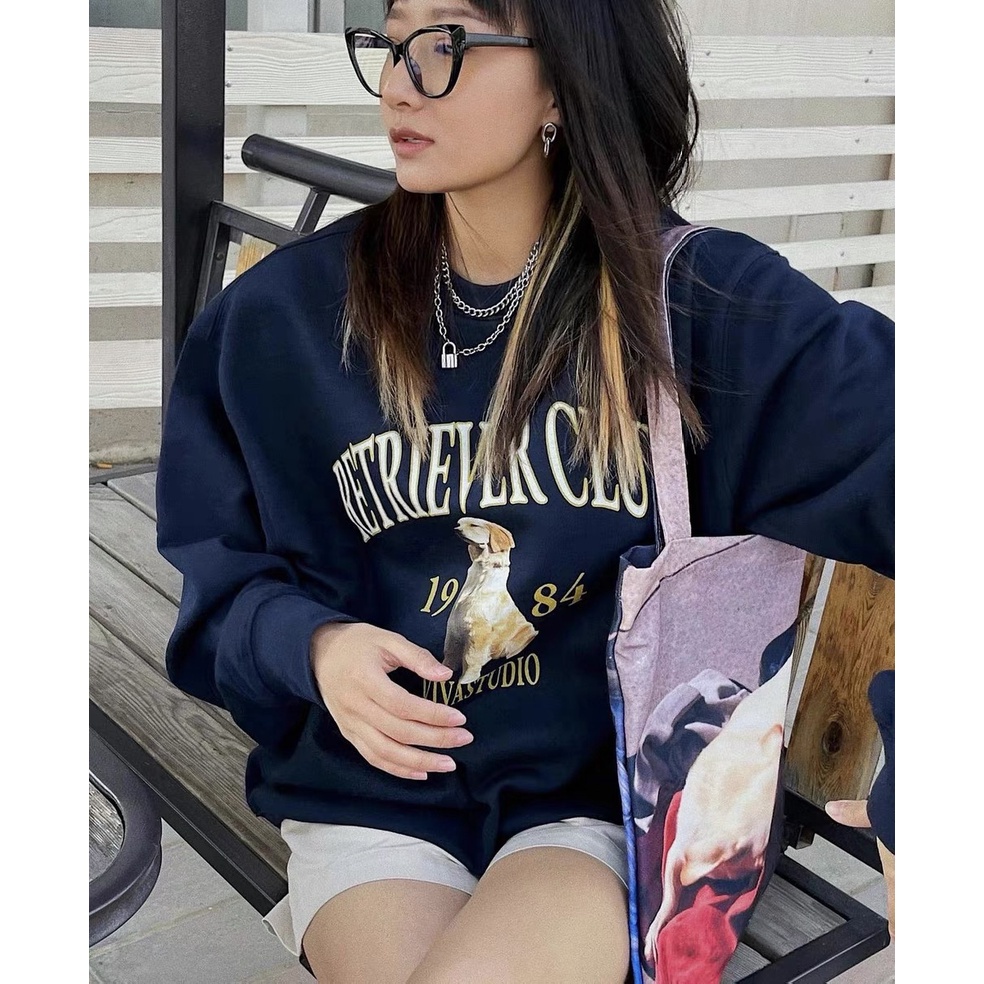 Áo Sweater Dáng Rộng In Chữ Phong Cách Hàn Quốc Năng Động ulzzang Unisex