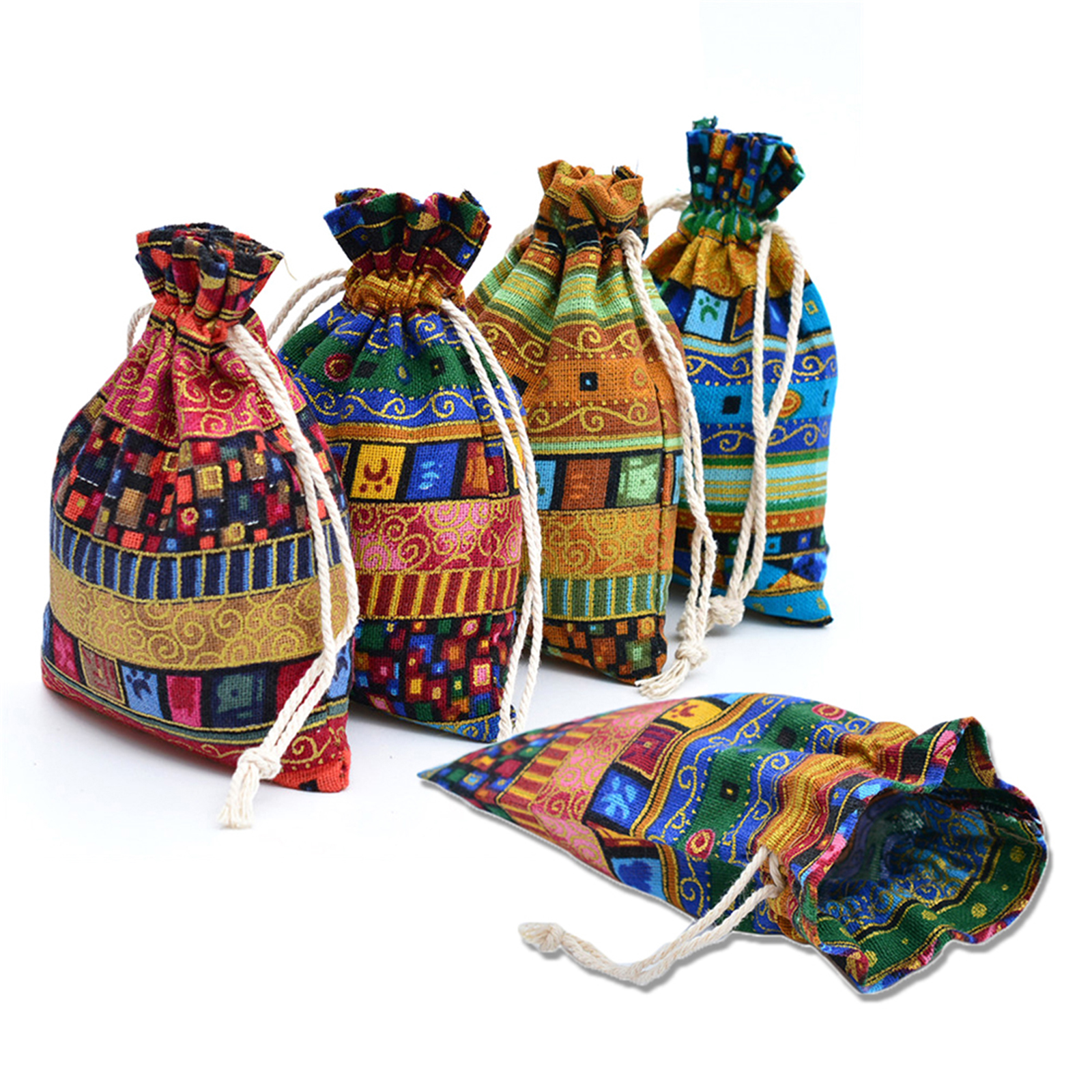 Bộ 20 Túi Vải Lanh Họa Tiết Dân Tộc