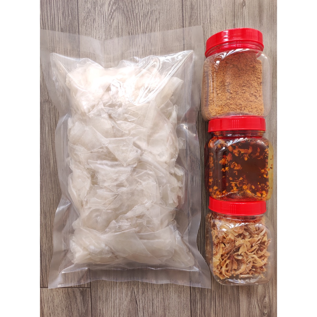 [500g PSMN sa tế hành phi] | Combo 500g bánh tráng phơi sương + hủ muối nhuyễn + hủ sa tế + hủ hành phi | Chợ Cô Thu