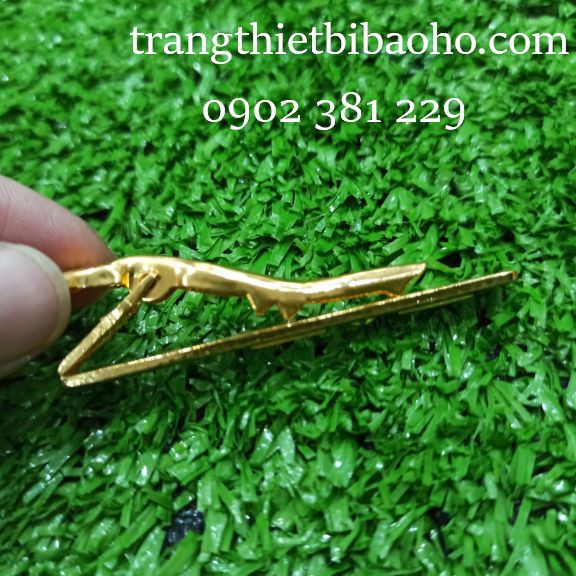 Kẹp cà vạt bảo vệ, kẹp đính sao vàng đồng - hình thật