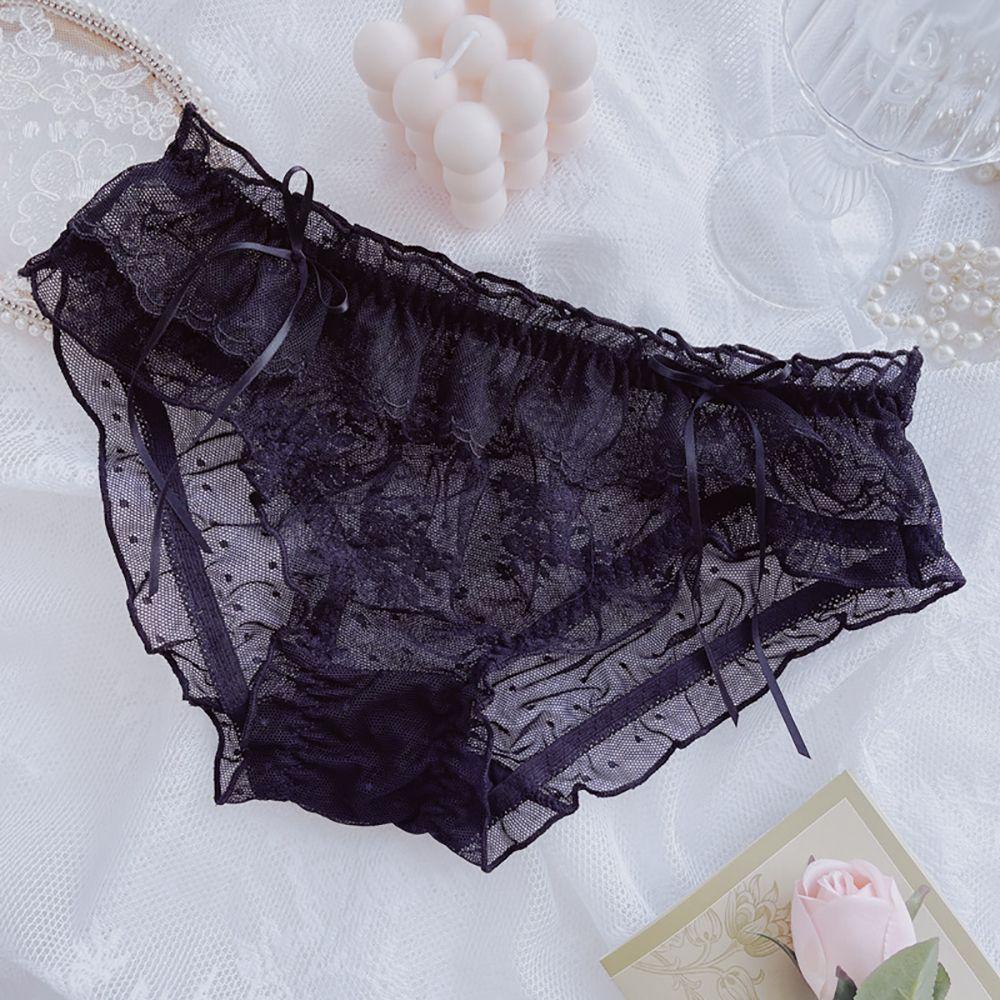 Quần Lót Lưới Mềm Mại Không Đường May Viền Bèo Phong Cách Lolita Gợi Cảm Cho Nữ