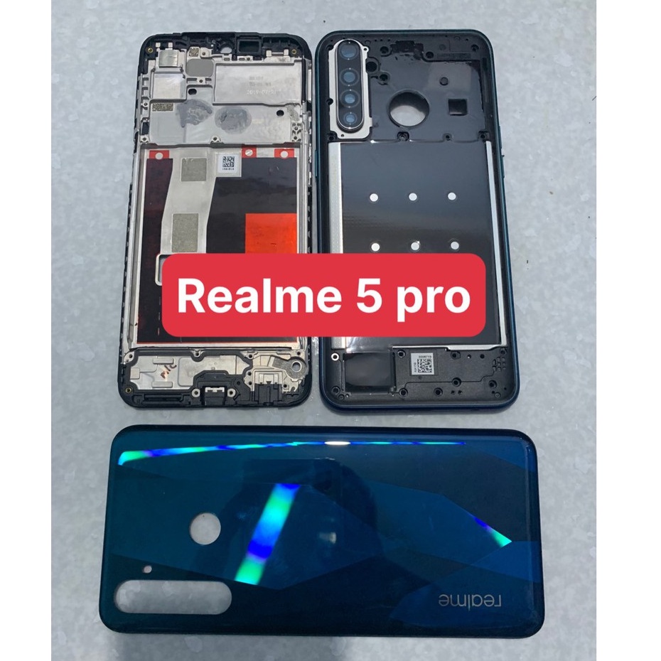 bộ vỏ realme 5 pro - gồm lưng,sườn,phím,kính camera