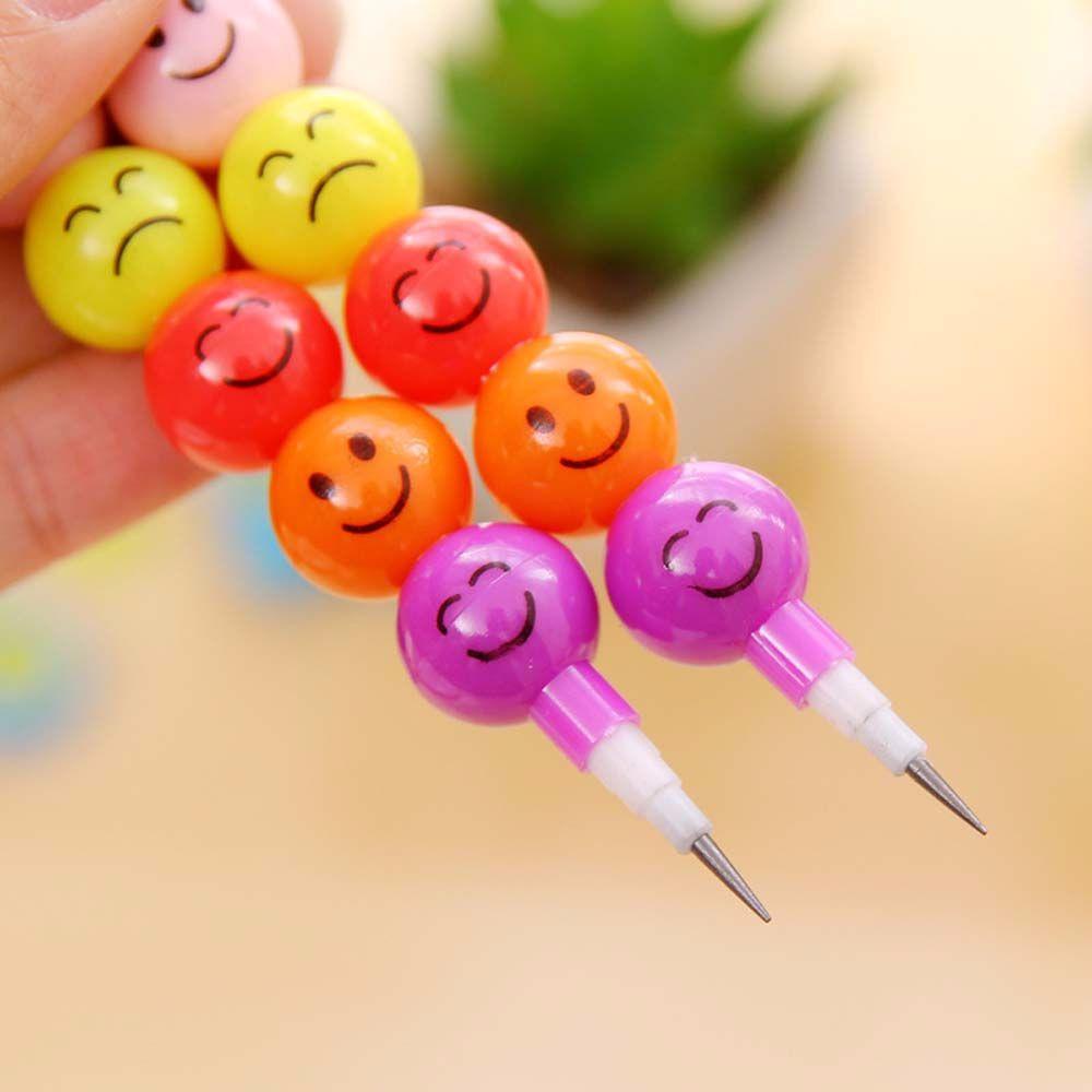 Bộ Bút Chì 7 Màu Vẽ Mặt Cười Dễ Thương Dùng Làm Quà Tặng Cho Bé
