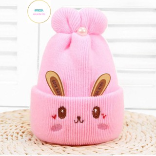 Mũ Len Giữ Ấm Cho Bé trai Và Bé Gái Sơ Sinh Tai Thỏ Cute