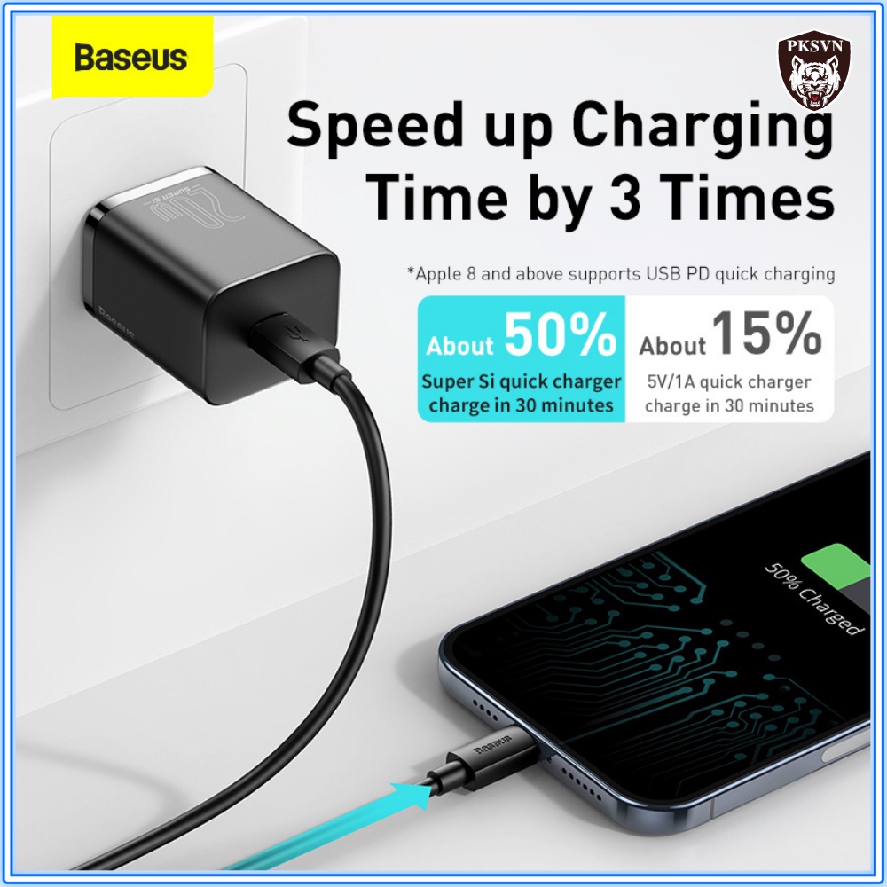 Củ sạc nhanh 20w chính hãng Baseus Super Si chuẩn sạc nhanh PD 20w và QC 3.0 sạc đầy 50% pin chỉ 30 phút - BH 12T