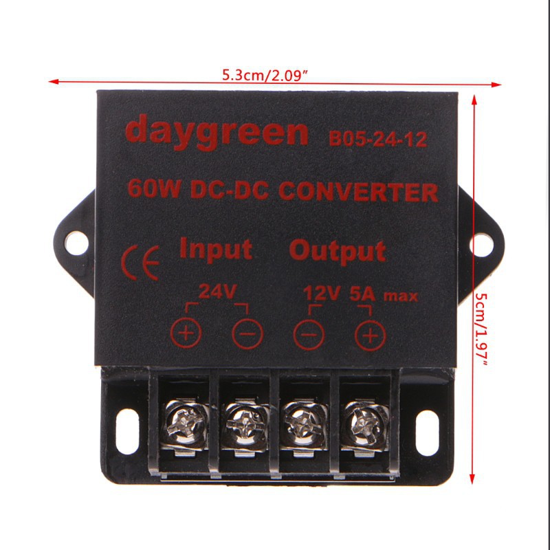 Thiết bị chuyển đổi điện áp từ 24VDC sang 12VDC bền bỉ tiện dụng