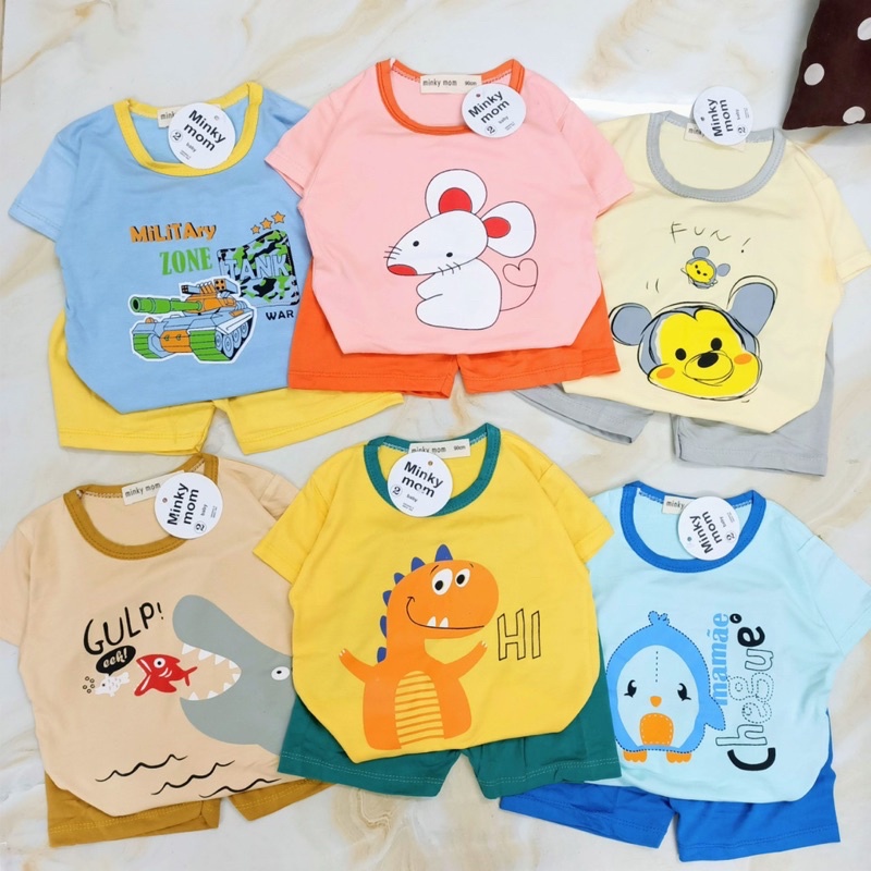Sale bỏ mẫu - Bộ thun lạnh Minky Mom in hình siêu đẹp cho bé (05-16kg) - TIỆM NHÀ SU