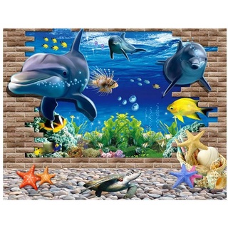 DECAL DÁN TƯỜNG CÁ HEO 3D