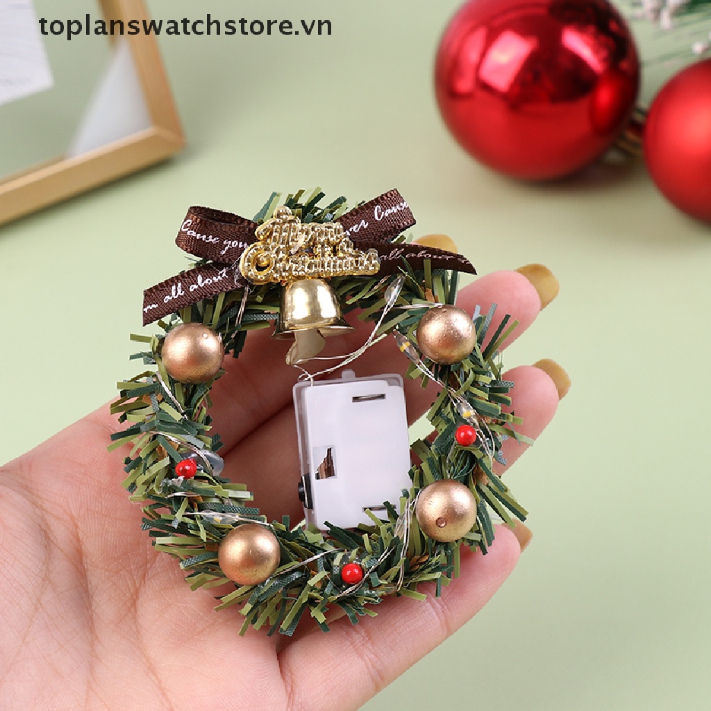 Vòng Nguyệt Quế Giáng Sinh Có Đèn Tỉ Lệ 1 / 12 1 / 6 Trang Trí Nhà Búp Bê