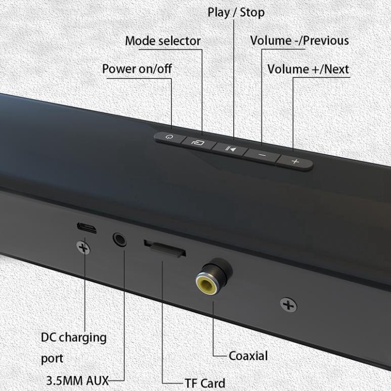 Loa Thanh Soundbar Bluetooth Âm Siêu Trầm BS-28D phù hợp cho phòng rộng, công suất 20W. Bảo hành 6 tháng lỗi đổi mới