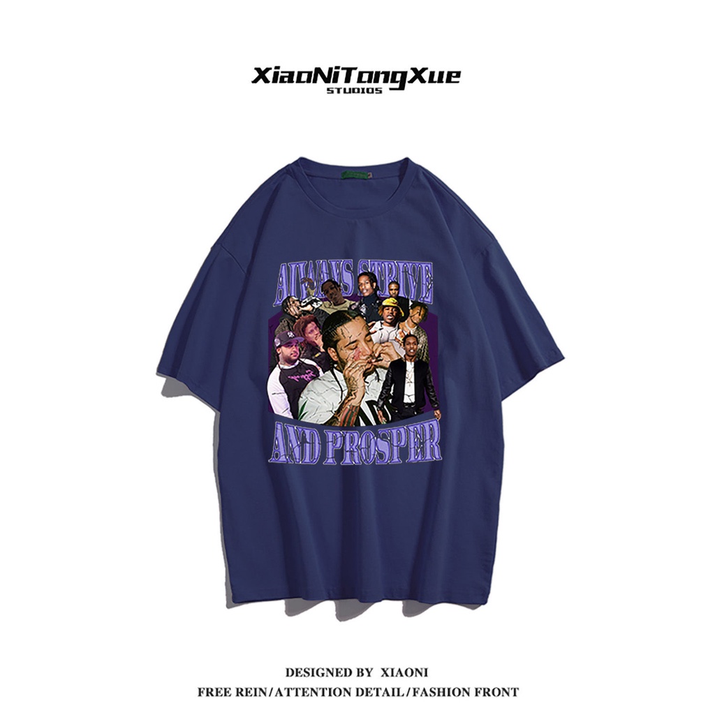 Áo Thun Tay Ngắn Cổ Tròn Dáng Rộng Chất Liệu Cotton Phong Cách Hiphop