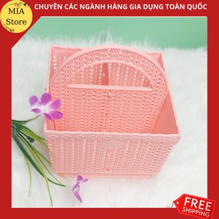 Giỏ nhựa đựng đồ đa năng/ văn phòng phẩm/ dụng cụ/ có quai xách siêu cute đồ dùng gia đình