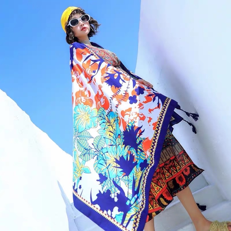 [Hàng đẹp] Khăn Boho Đi Biển Khổ To Dày Dặn Chống Nắng Hoạ Tiết Lạ Mắt