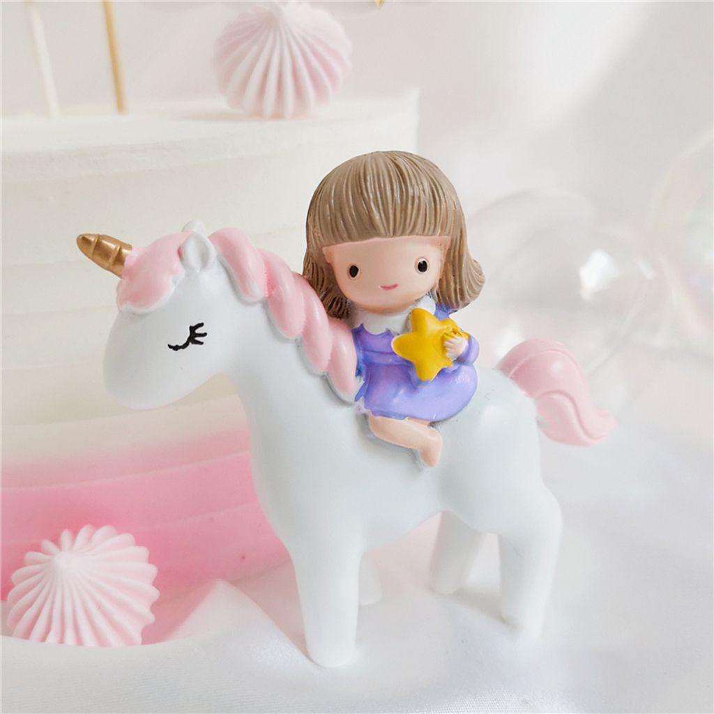 AUGUSTINA Topper Trang Trí Bánh Kem Hình Kỳ Lân Và Công Chúa Thân Thiện Với Môi Trường