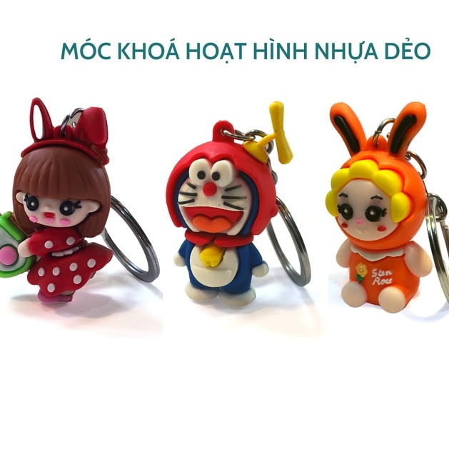 Móc Khoá Hoạt Hình Dễ Thương Doraemon Pikachu, Chất Liệu Nhựa Dẻo, Nhiều Lựa Chọn