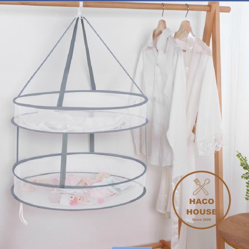 Giỏ lưới phơi quần áoFREESHIP giá phơi đồ chống bụi 2 tầng có thể gấp gọn tiện lợi