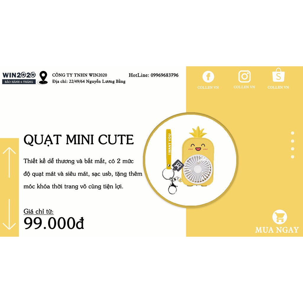 [FREESHIP] Quạt mini cầm tay tích điện khủng long, Quạt mini để bàn, Quạt hình dứa