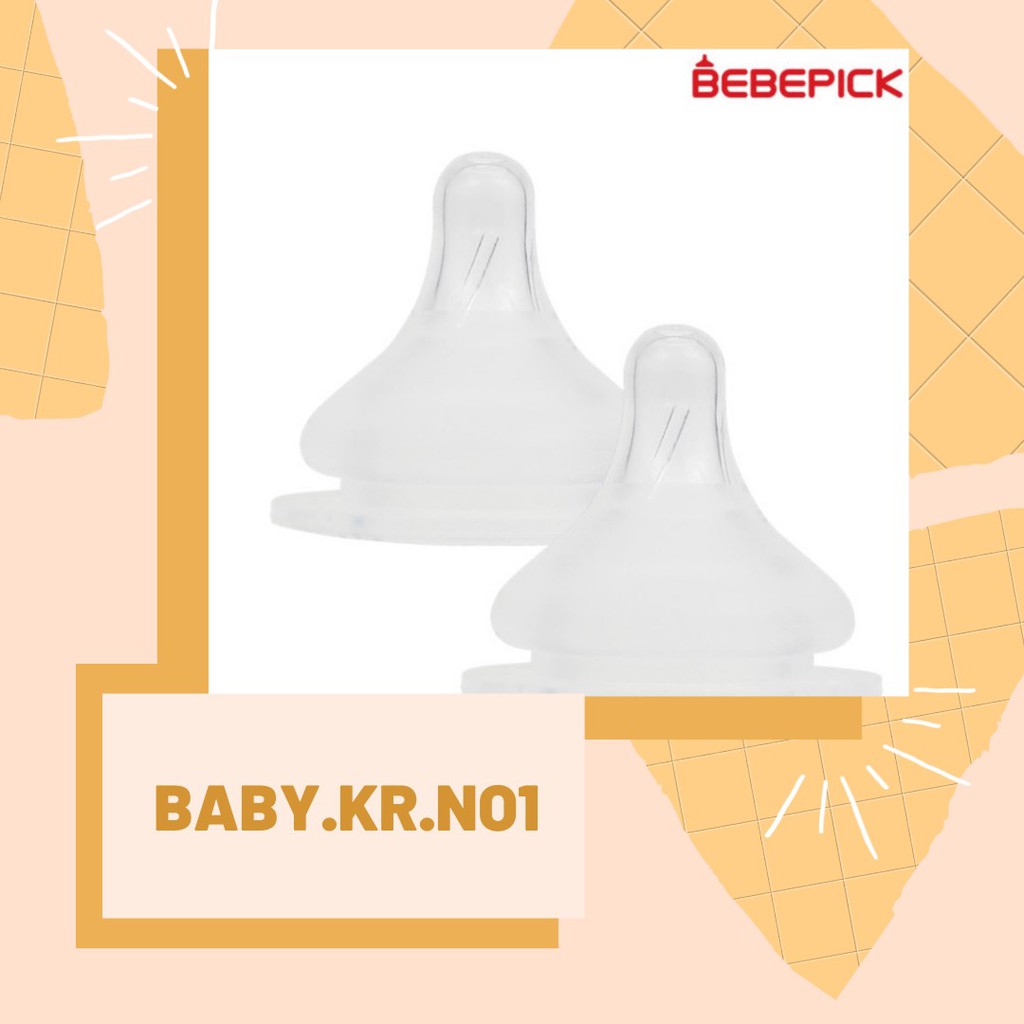 Núm ty bình bò Bebepick đủ size 1-5 ( Thay được vào Pigeon, Lansinoh, Moyuum, MotherK) Hàn Quốc [Chính hãng]