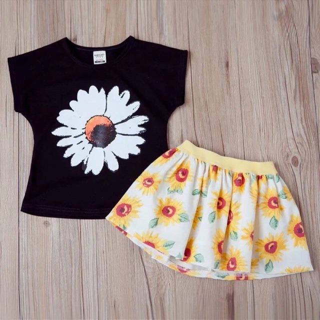 set áo váy hướng dương bé gái