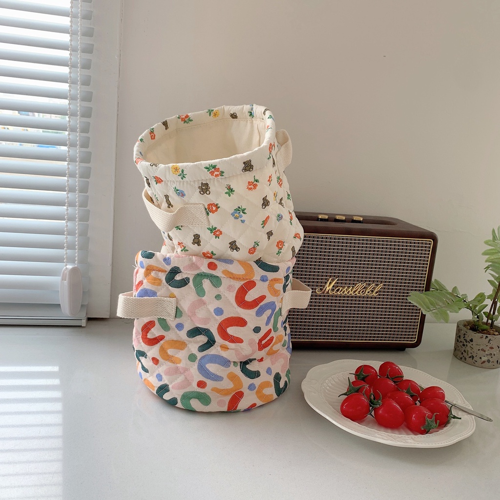 Giỏ Đựng Đồ Ăn Vặt / Đồ Chơi Bằng Vải Bạt Hình Tròn Dễ Thương