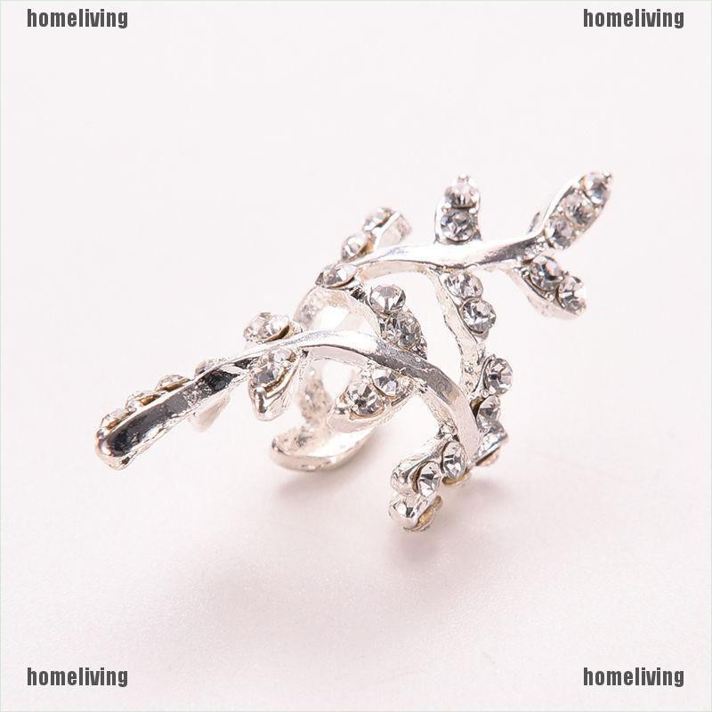 [homeliving] Bông Tai Kẹp Vành Tai Hình Chiếc Lá Pha Lê Phong Cách Punk Cổ Điển Dành Cho