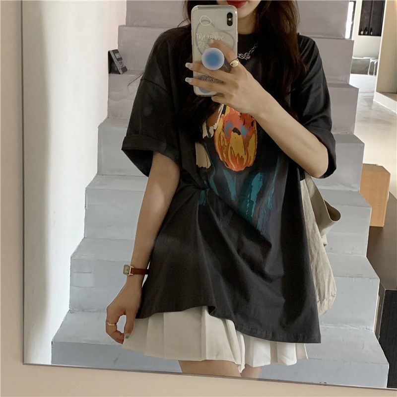 Áo Thun Dáng Rộng Phong Cách retro Thời Trang Mùa Hè Cho Nữ ZIZE37-87kg